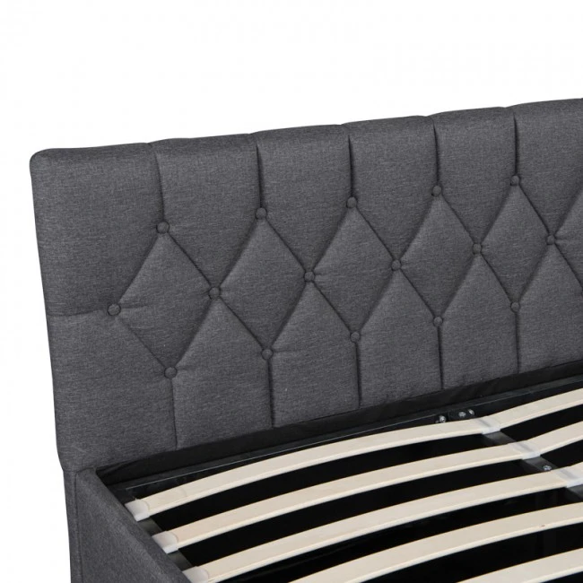 Kamaho pakoworld double bed, fabric, anthracite, with storage space, 160x200cm