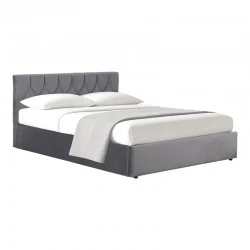 Kamaho pakoworld double bed, velvet, anthracite, with storage space, 160x200cm