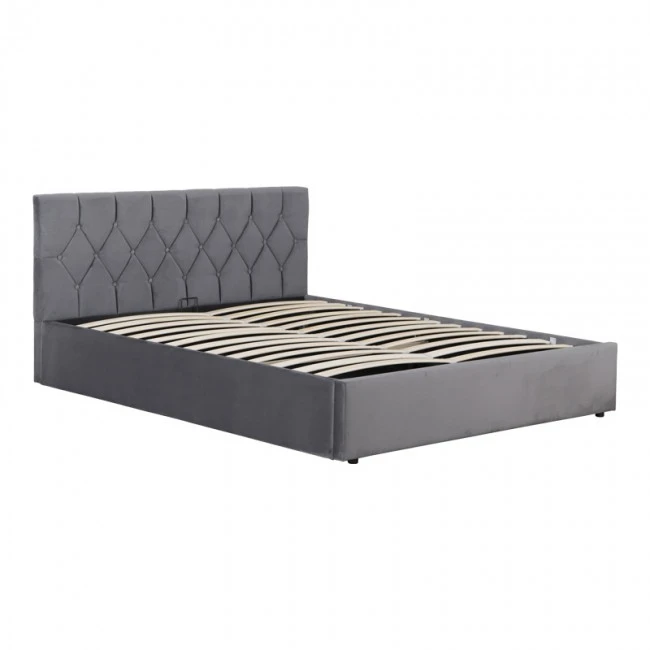 Kamaho pakoworld double bed, velvet, anthracite, with storage space, 160x200cm