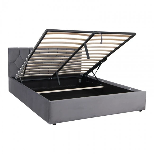 Kamaho pakoworld double bed, velvet, anthracite, with storage space, 160x200cm