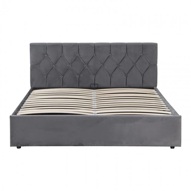 Kamaho pakoworld double bed, velvet, anthracite, with storage space, 160x200cm