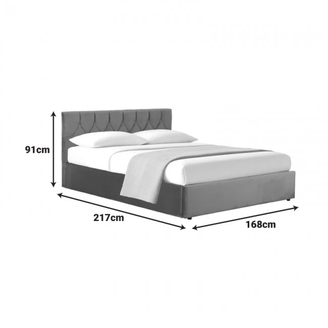 Kamaho pakoworld double bed, velvet, anthracite, with storage space, 160x200cm