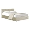 Kamaho pakoworld double bed, velvet, cream, with storage space, 160x200cm