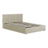 Kamaho pakoworld double bed, velvet, cream, with storage space, 160x200cm