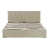 Kamaho pakoworld double bed, velvet, cream, with storage space, 160x200cm