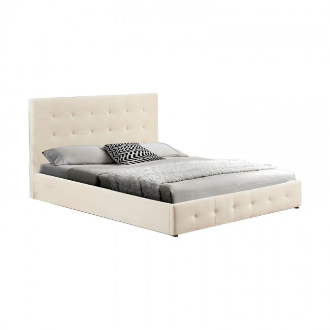 Double bed with storage space Cankere pakoworld cream pu 160x200cm
