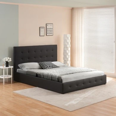 Double bed with storage space Cankere pakoworld black pu 160x200cm