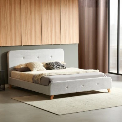 Double bed Restel pakoworld grey fabric 160x200cm