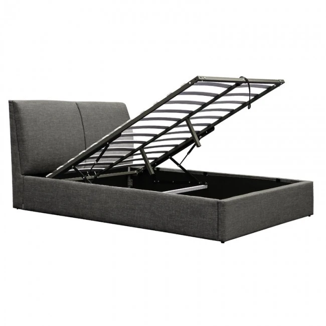Double bed Violaine pakoworld fabric anthracite with storage 160x200cm
