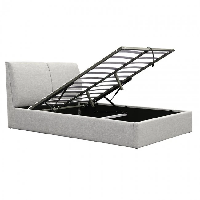 Double bed Violaine pakoworld fabric grey with storage 160x200cm