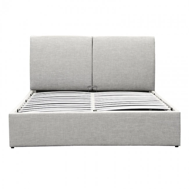 Double bed Violaine pakoworld fabric grey with storage 160x200cm