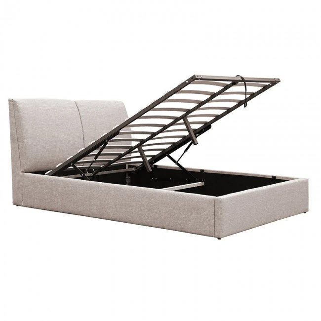 Double bed Violaine pakoworld fabric beige with storage 160x200cm