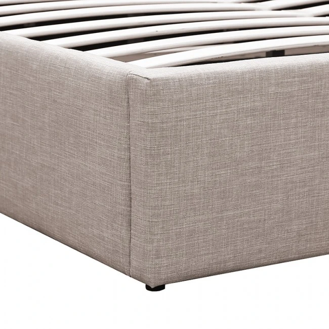 Double bed Violaine pakoworld fabric beige with storage 160x200cm