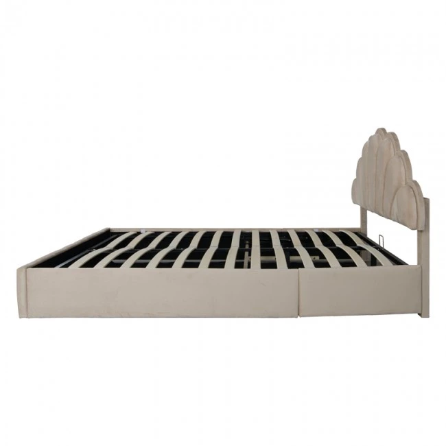 Double bed Wardie pakoworld velvet beige with storage 160x200cm