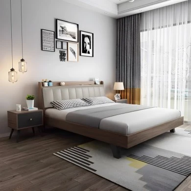 Frankly pakoworld double oak-white pu bed 150x200cm