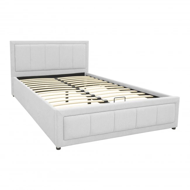 Huga pakoworld bed with storage space, grey fabric 120x200cm