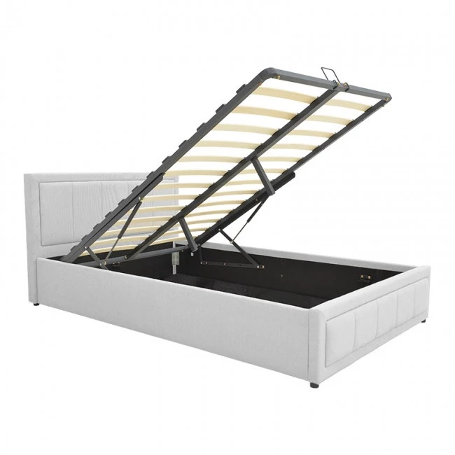 Huga pakoworld bed with storage space, grey fabric 120x200cm