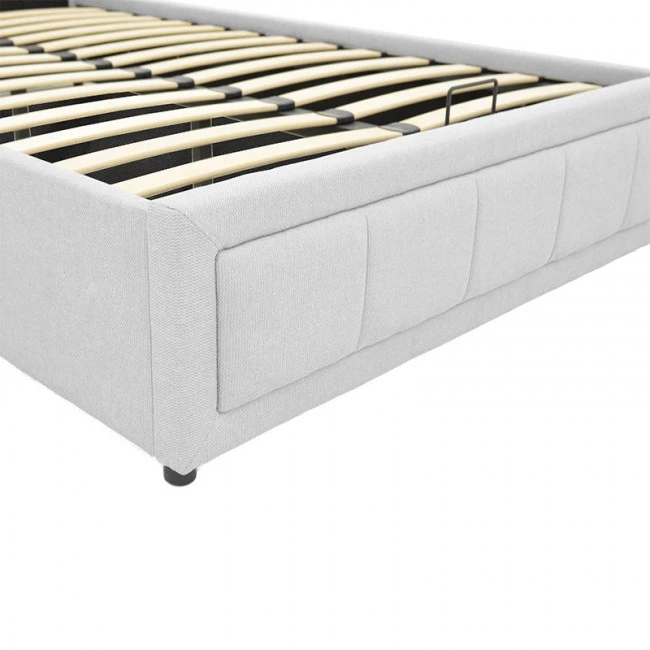 Huga pakoworld bed with storage space, grey fabric 120x200cm