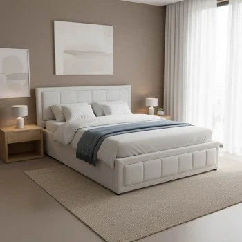 Huga pakoworld bed with storage space, fabric grey 160x200cm