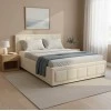 Huga pakoworld bed with storage space, beige fabric 120x200cm