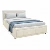 Huga pakoworld bed with storage space, beige fabric 120x200cm