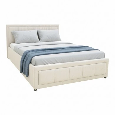 Huga pakoworld bed with storage space, beige fabric 120x200cm