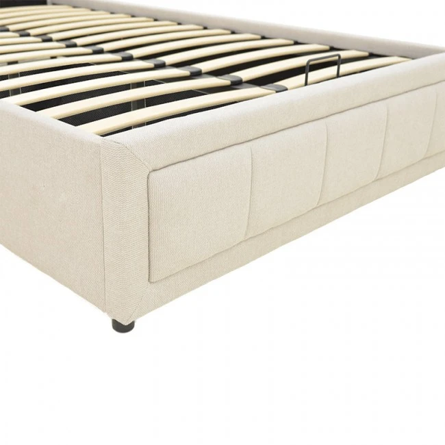 Huga pakoworld bed with storage space, beige fabric 120x200cm
