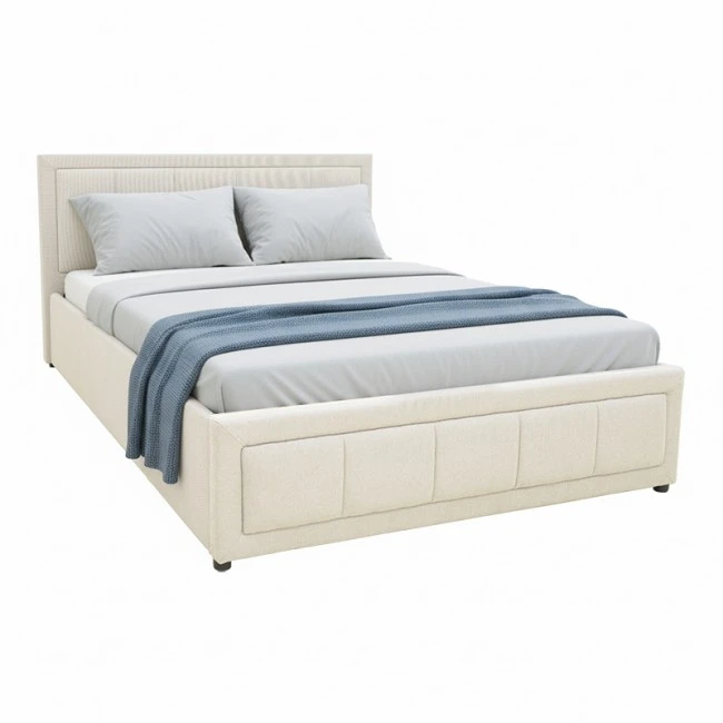 Huga pakoworld bed with storage space, beige fabric 120x200cm