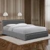 Huga pakoworld bed with storage space, velvet, anthracite 120x200cm