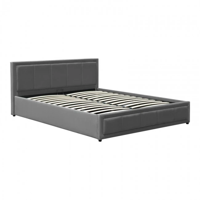 Huga pakoworld bed with storage space, velvet, anthracite 120x200cm
