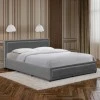 Huga pakoworld bed with storage space, velvet, anthracite 160x200cm