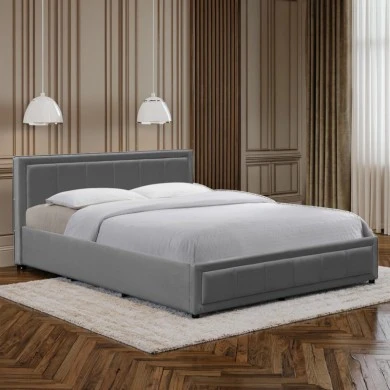 Huga pakoworld bed with storage space, velvet, anthracite 160x200cm