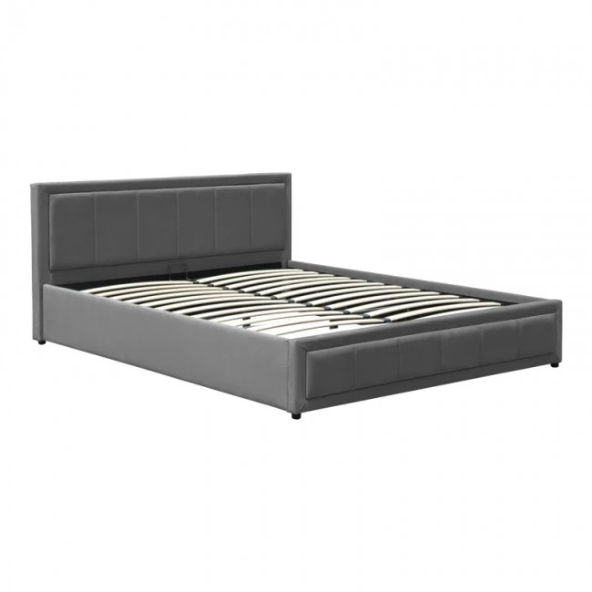 Huga pakoworld bed with storage space, velvet, anthracite 160x200cm