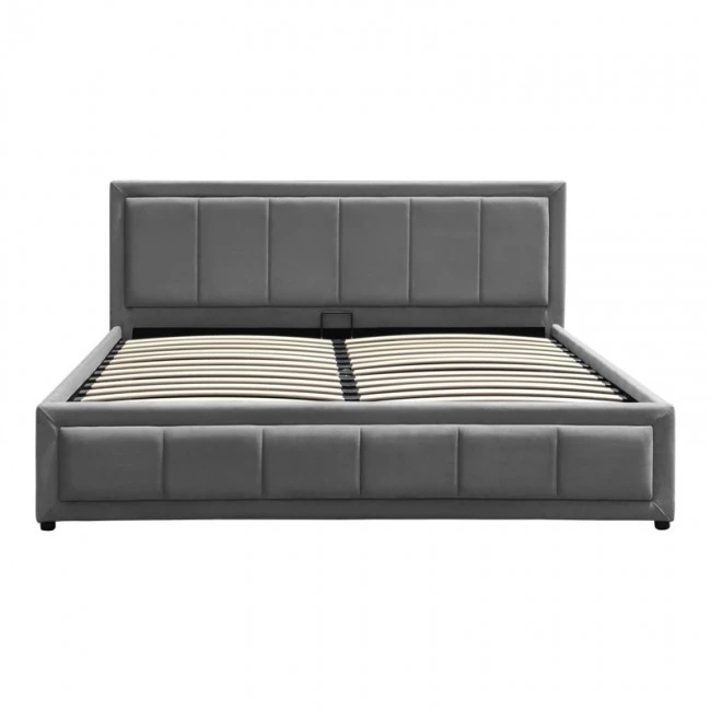 Huga pakoworld bed with storage space, velvet, anthracite 160x200cm