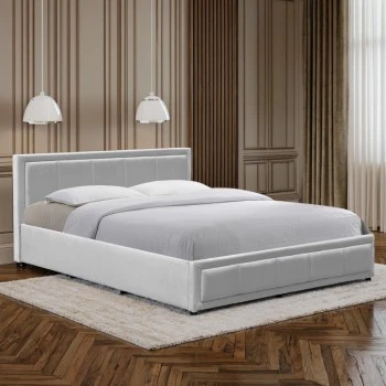 Huga pakoworld bed with storage space, velvet, grey120x200cm