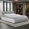 Huga pakoworld bed with storage space, velvet, grey 160x200cm