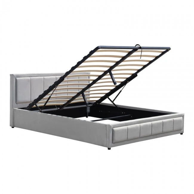 Huga pakoworld bed with storage space, velvet, grey 160x200cm