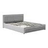 Huga pakoworld bed with storage space, velvet, grey 160x200cm