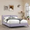 Double bed Ikina pakoworld velvet in light grey color 160x200cm