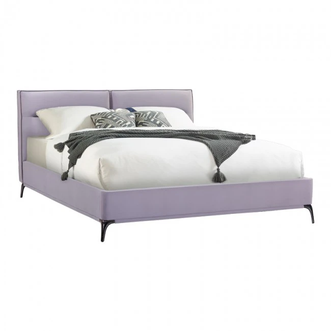 Double bed Ikina pakoworld velvet in light grey color 160x200cm
