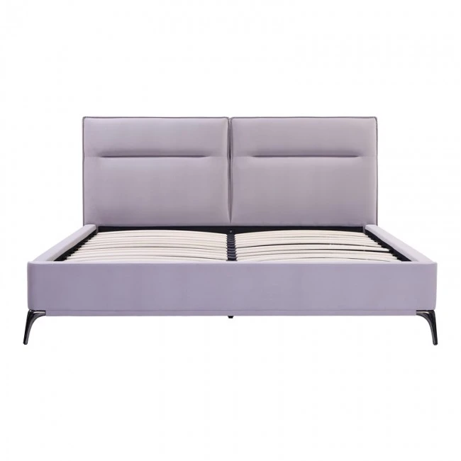 Double bed Ikina pakoworld velvet in light grey color 160x200cm