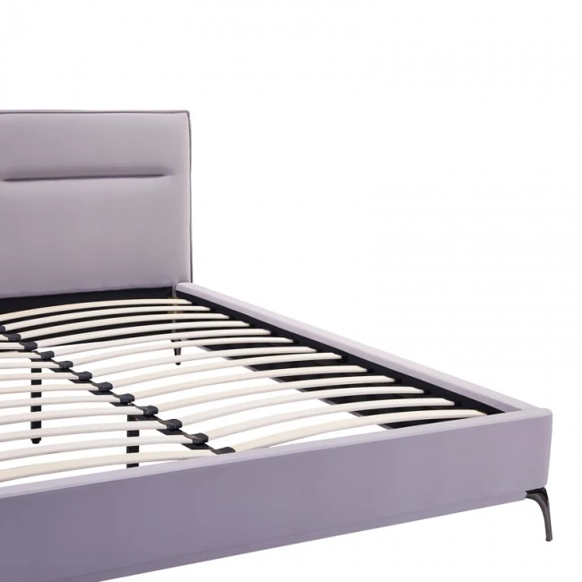 Double bed Ikina pakoworld velvet in light grey color 160x200cm