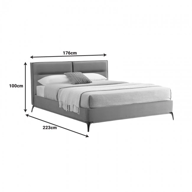 Double bed Ikina pakoworld velvet in light grey color 160x200cm