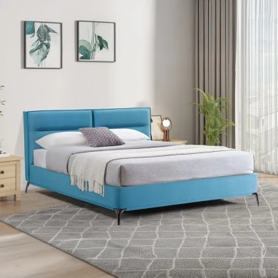 Double bed Ikina pakoworld velvet in petrol color 160x200cm