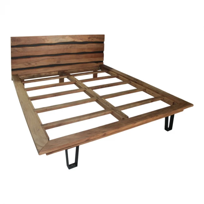 Double bed Imena pakoworld solid wood natural 160x200cm
