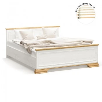 Double bed Jaden pakoworld color golden oak-white antique 160x200cm