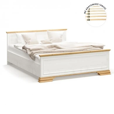 Double bed Jaden pakoworld color golden oak-white antique 160x200cm