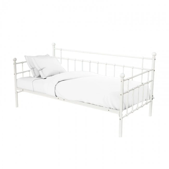 Bed-Sofa Havelock pakoworld white metal 90x190x98cm