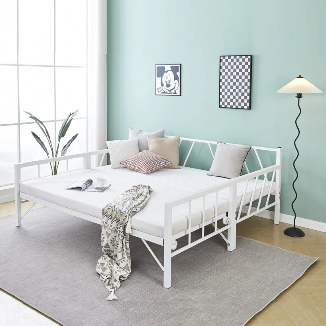 Bed-Sofa Remmie pakoworld metal in white 90x190cm