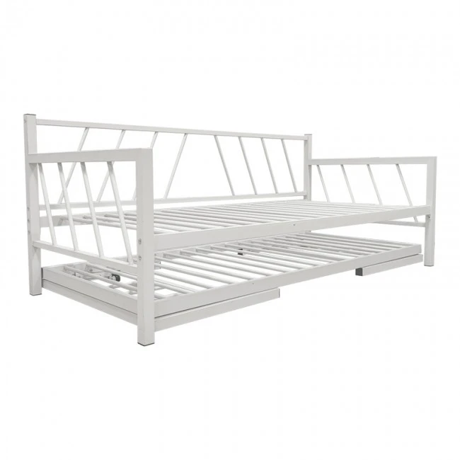 Bed-Sofa Remmie pakoworld metal in white 90x190cm